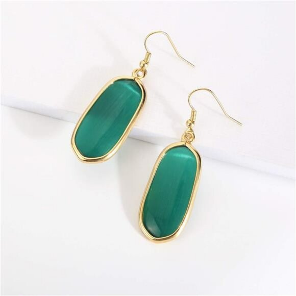 Natural Crystal Stone Dangle Earrings Gold Plated Drop Earrings for Women Gift - Picture 3 of 8